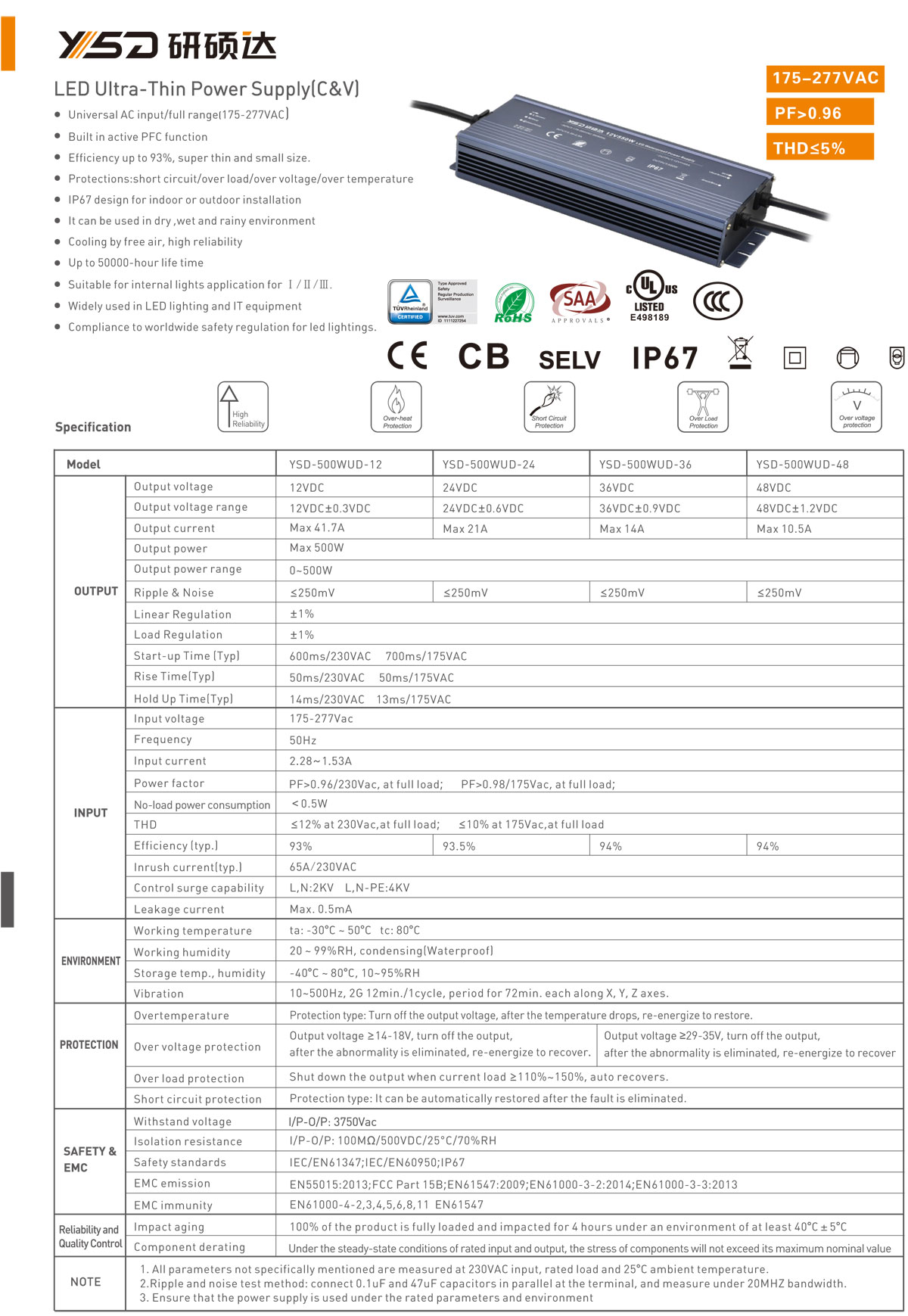 12v 24V500w