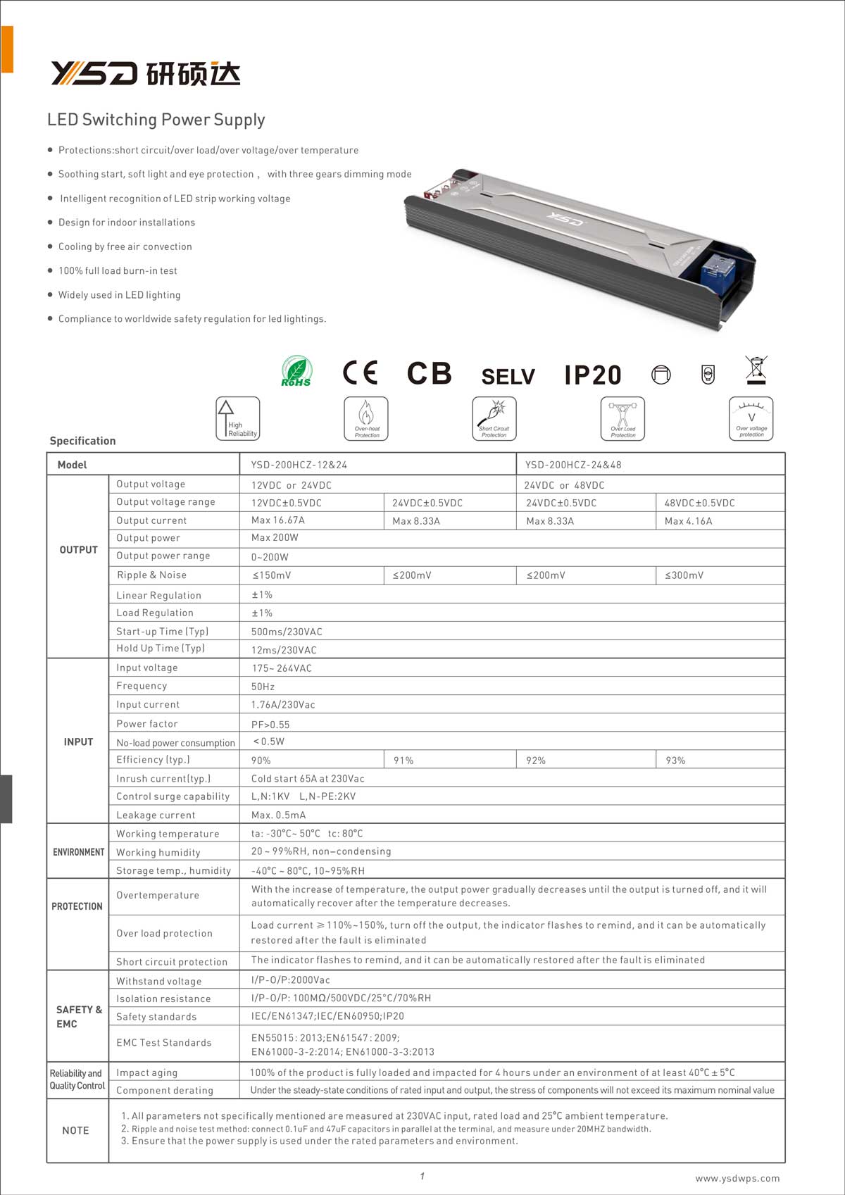 30W 12V/24V CV LEDpower supply YSD-30W/C
